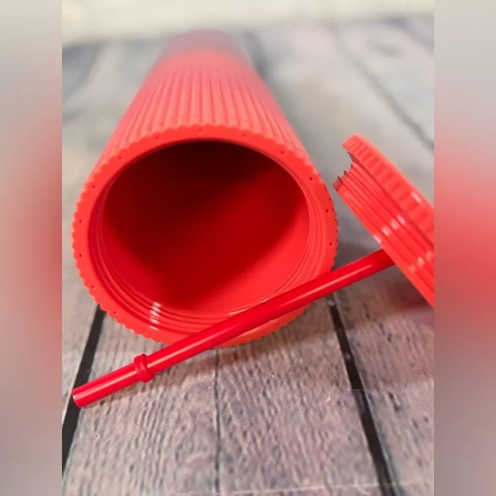 NWT Starbucks 2025 Red Purple Spring Pleated Ombre Venti 24oz Cold Cup Tumbler